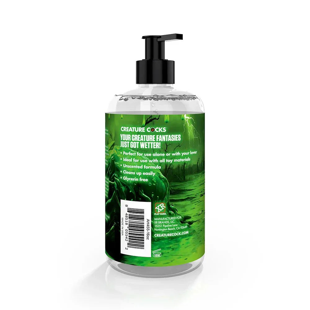 Creature Slime Water-Based Lubricant 16 oz bottle with green label and pump top.