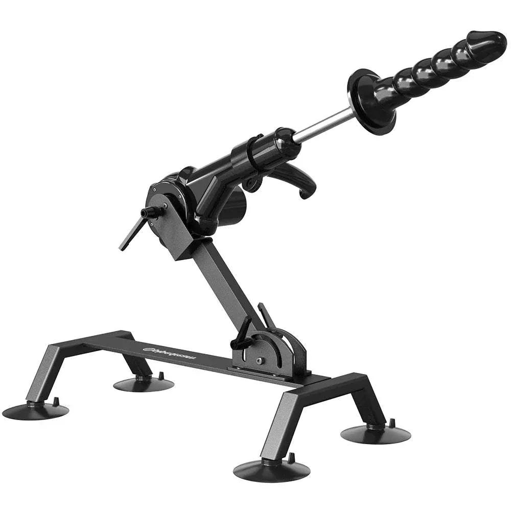 Fetish Fantasy Series Body Dock sex machine with adjustable thrust, steel frame, and suction cup feet for stability.