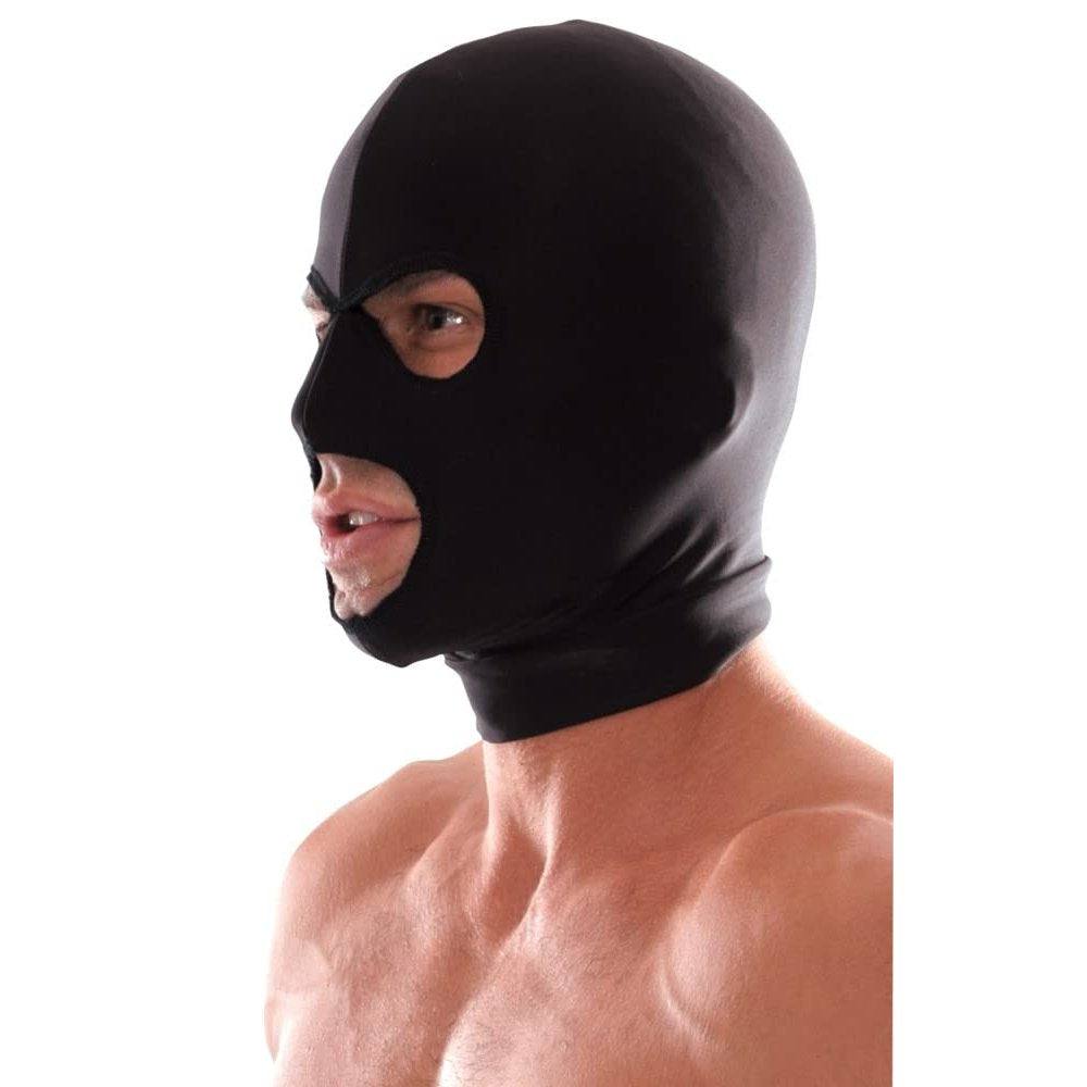 Pipedream Fetish Fantasy Series Spandex 3-Hole Hood Black for BDSM play.