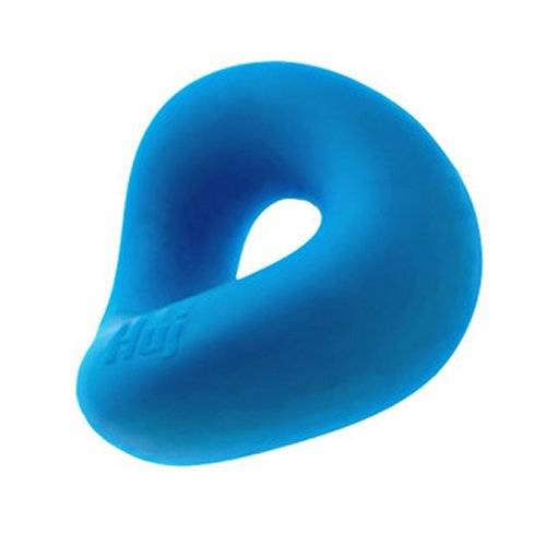 Hunkyjunk Form Surround Cockring Teal Ice with unique wavy design, Plus+SILICONE blend, in vibrant teal color.