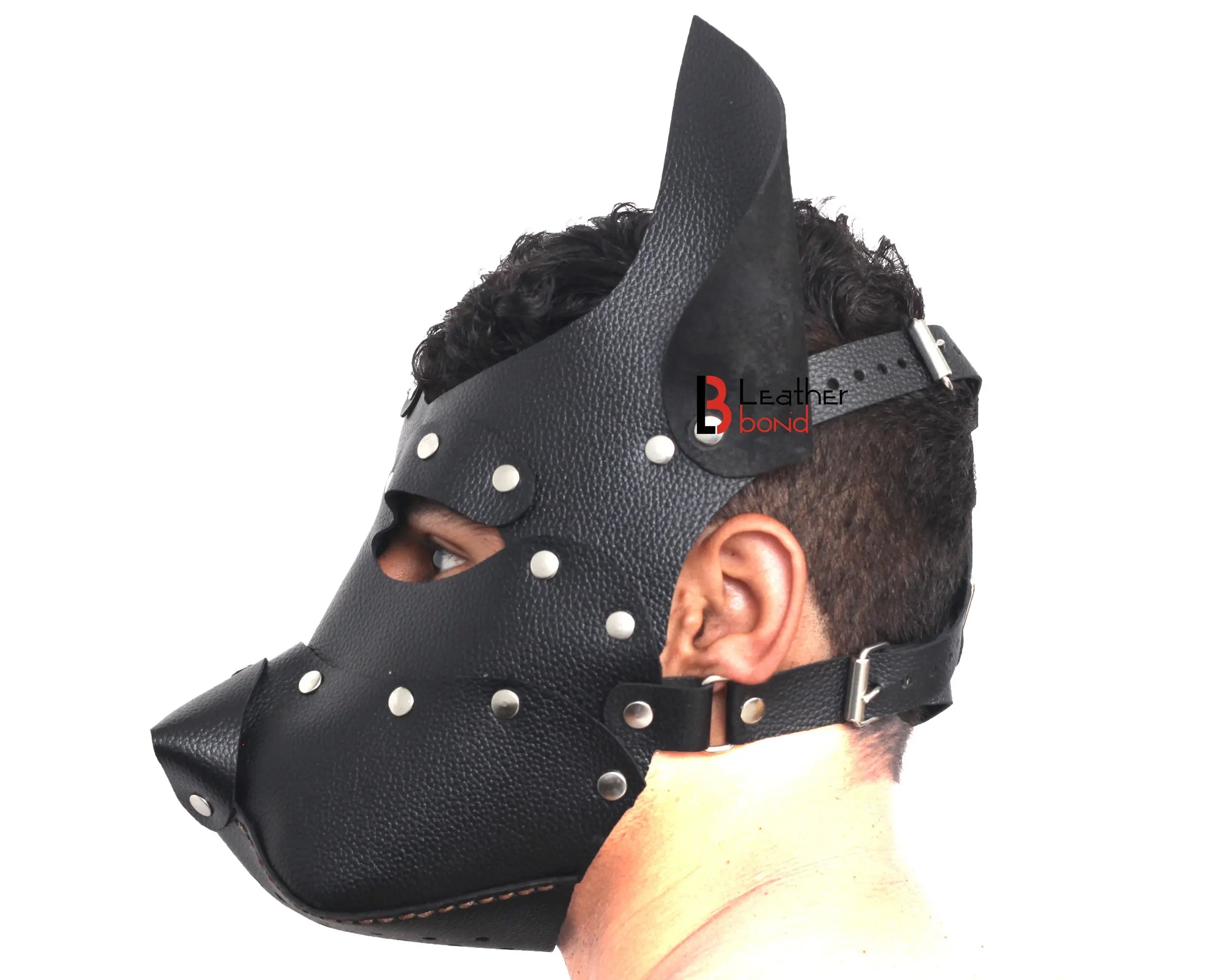 Genuine Cowhide Leather Puppy Dog Mask Hood Costume Reenactment Gear Puppy or Pet play Mask Handmade
