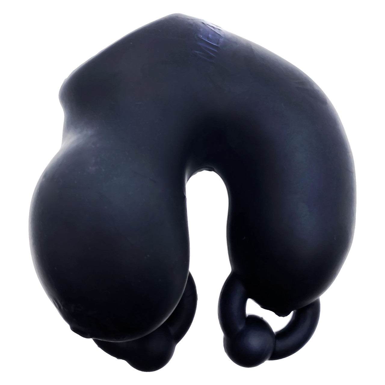 Black Oxballs Meatlocker Chastity Device made from premium silicone for BDSM play.