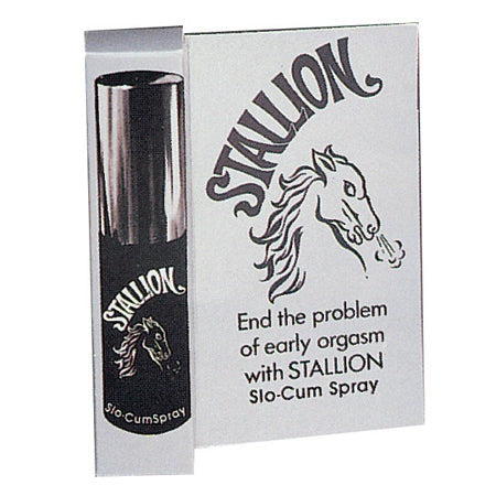 Stallion Spray Delay packaging for enhancing stamina and delaying ejaculation.