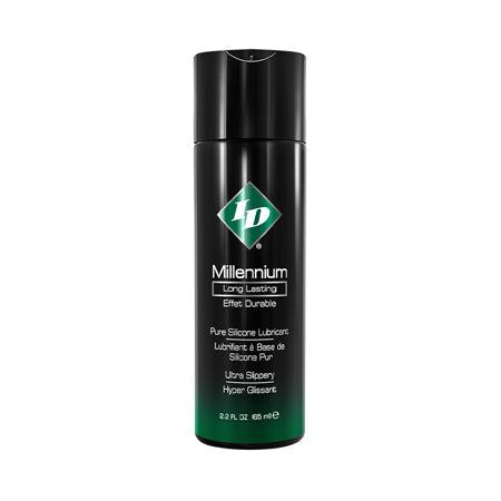 ID Millennium Silicone Lubricant bottle, black and green design, long-lasting formula.