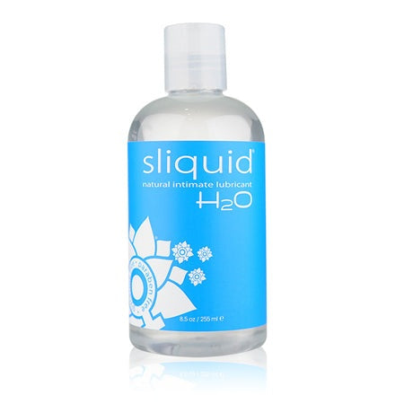 Sliquid Naturals H2O Lubricant 8.5oz bottle with blue label.