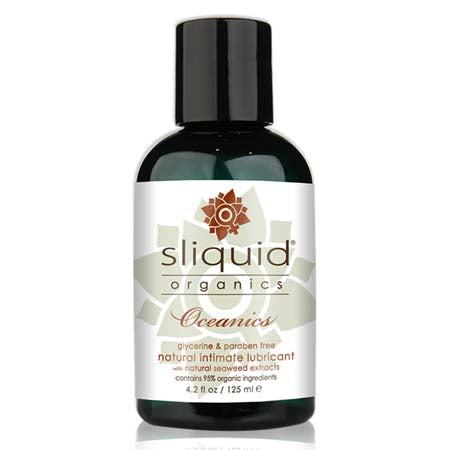 Sliquid Organics Oceanics Natural Intimate Lubricant 4.2 oz bottle with seaweed extracts and organic botanicals.