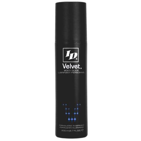 ID Velvet Silicone Lubricant 200 ml bottle with premium German formula, latex compatible and fragrance-free.
