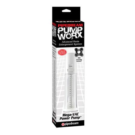 Pipedream Pump Worx MEGA-VAC Power Pump ClearWhite in packaging.