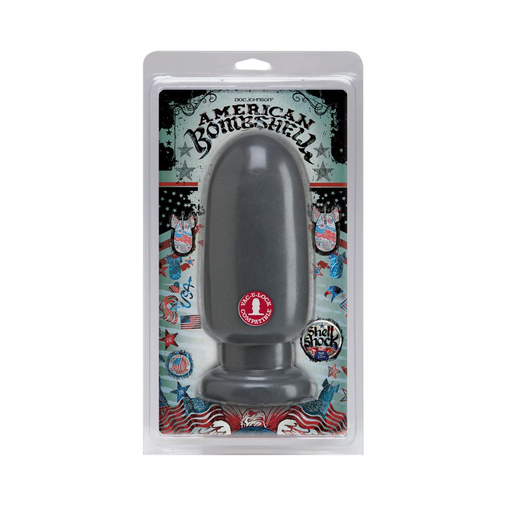 American Bombshell Shellshock Large toy in packaging with flat base, crafted from Gun Metal PVC.