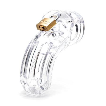 The Curve Male Chastity Device transparent adjustable male chastity cage with lock for discreet sexual control and play