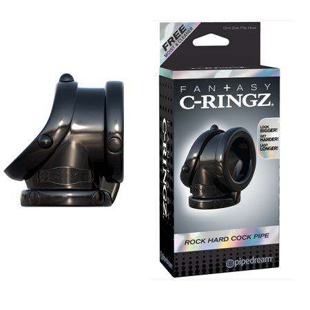 C-Ringz Rock Hard Cock Pipe black penis extender and ring combo for enhanced performance and longer lasting erection