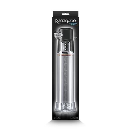 Renegade Powerhouse Pump Rechargeable in packaging, designed to enhance sexual performance with customizable vacuum pressure and a sleek design.