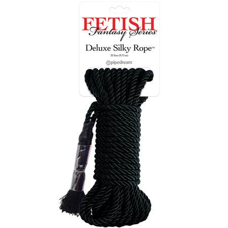 Fetish Fantasy Series Deluxe Silky Rope 32 ft black sensual restraint rope for bondage play