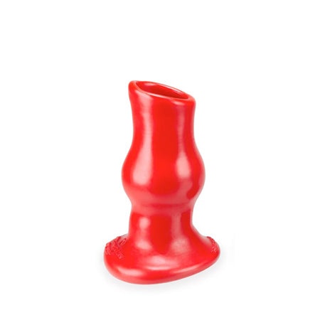 OxBalls Pig Hole Deep 1 red hollow silicone plug with ergonomic design.
