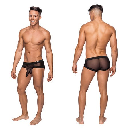 Male Power Hoser Micro Mini Hose Shorts showcasing unique hose design and snug fit.