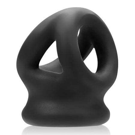 Oxballs Tri-Squeeze Cocksling and Ballstretcher in black silicone design.