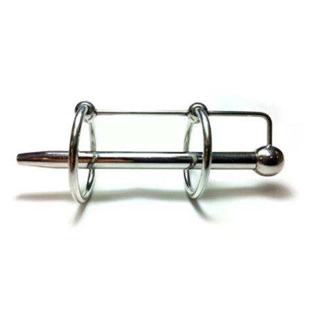 Rouge Double Ring Sperm Stopper male chastity device in stainless steel with dual rings.