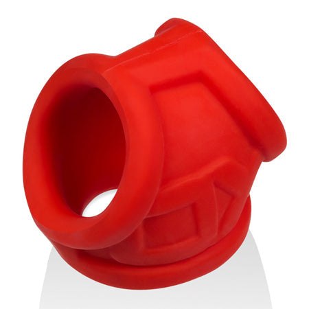 OxBalls Oxsling Cocksling in red PLUS+SILICONE material, cock ring and ball stretcher.
