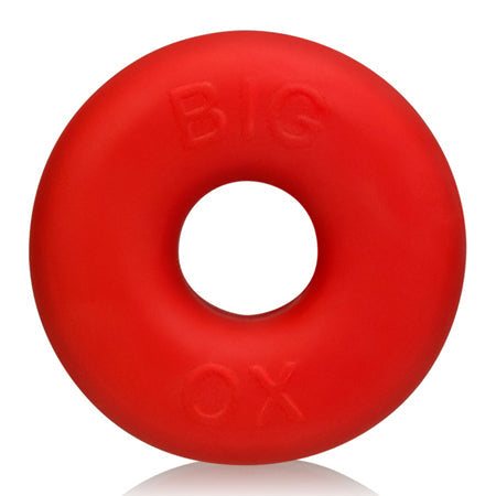 OxBalls Big Ox Cockring, red silicone, textured surface, stretchy and durable design.