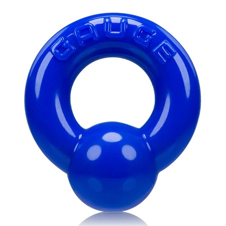 Blue OxBalls Gauge Cockring with raised ribs for enhanced stimulation.