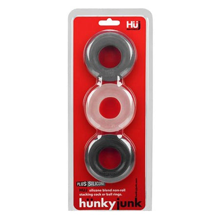 Hunkyjunk HUJ3 C-Ring 3-Pack plus+silicone blend, versatile and durable for intimate play.