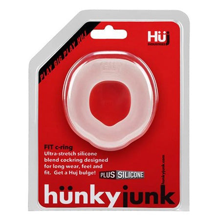 Hunkyjunk FIT Ergo C-Ring in packaging, ultra-stretch silicone design for enhanced performance and comfort.