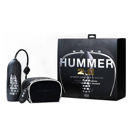 Vedo Hummer 2.0 versatile vibrator with remote control and sleek black packaging for dual stimulation and adjustable modes.