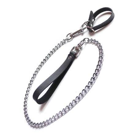 Kinklab Buckling Cock Ring and Chain Leash Set by Cock & Balls