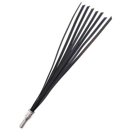 Kinklab The Electro Whip black electrostimulation BDSM whip with rubber handle and 2.5mm lead input for customizable intensity levels.