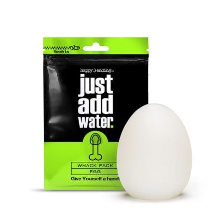 Happy Ending Just Add Water self-lubricating Whack Pack egg masturbator with textured interior and discreet design