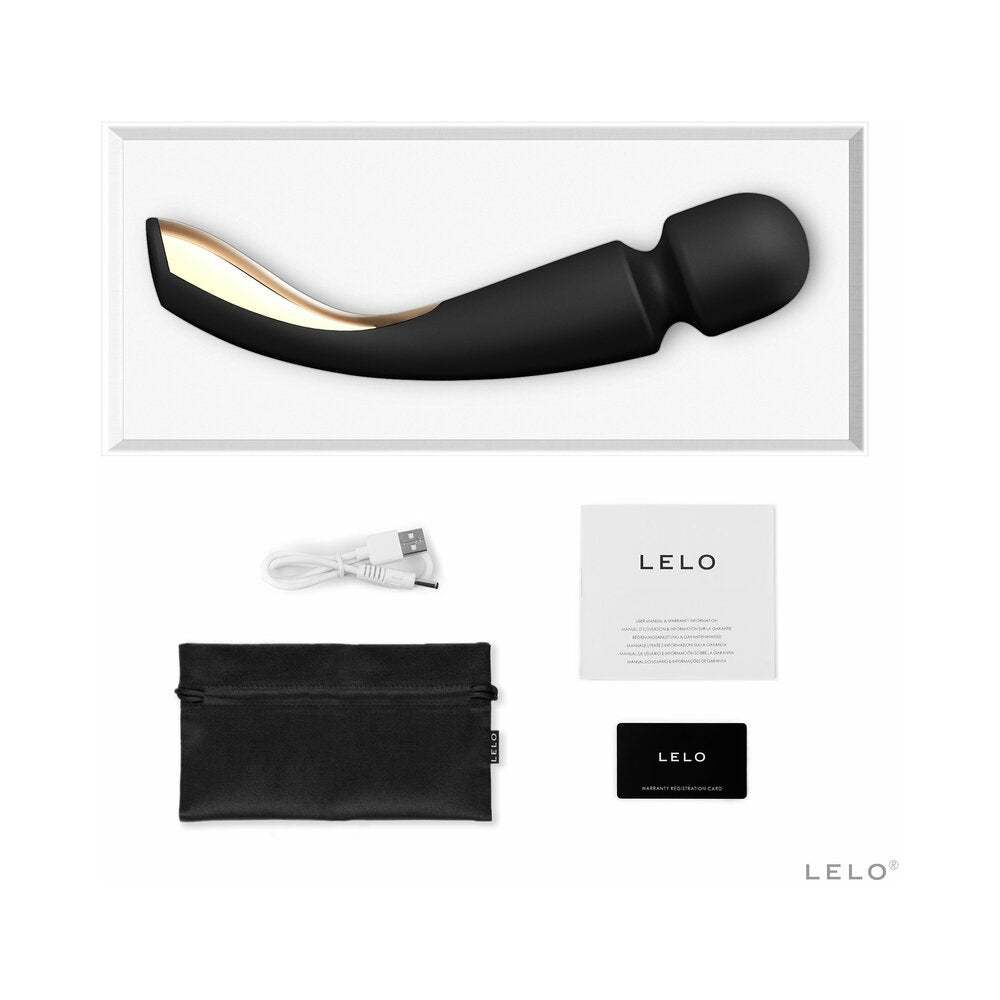 LELO SMART WAND 2 Large Rechargeable Wand Vibrator Black with accessories.