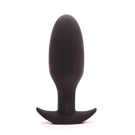 Tantus Ryder Premium Silicone Plug - Black, smooth body-safe anal toy with tapered design for beginners and experienced users.
