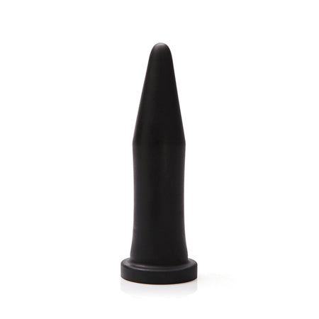 Black Tantus Inner Band Anal Trainer made of smooth, flexible silicone with tapered tip and flared base for safe, comfortable anal muscle training.