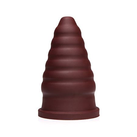 Tantus Cone Ripple Firm Dildo in Garnet with rippled texture for enhanced stimulation.