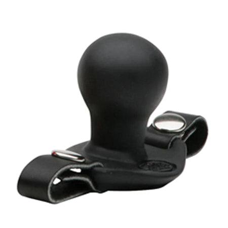 Tantus Beginner Ballgag with black silicone mouthpiece and adjustable leather straps for comfort and safety