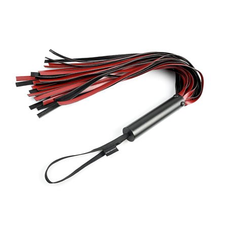 Luxurious Saffron Flogger with genuine leather strands and ergonomic handle.
