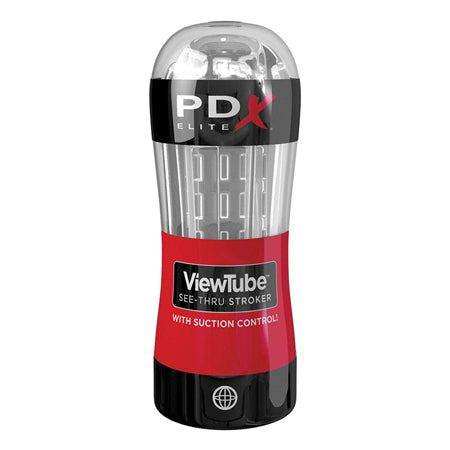 PDX Elite ViewTube Stroker with clear textured sleeve and adjustable suction control.