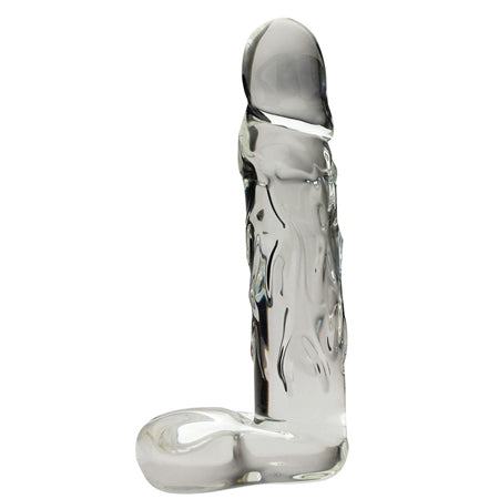 Spartacus 8.5 inch clear glass dildo with base, lead-free borosilicate, realistic design, durable and hygienic adult toy