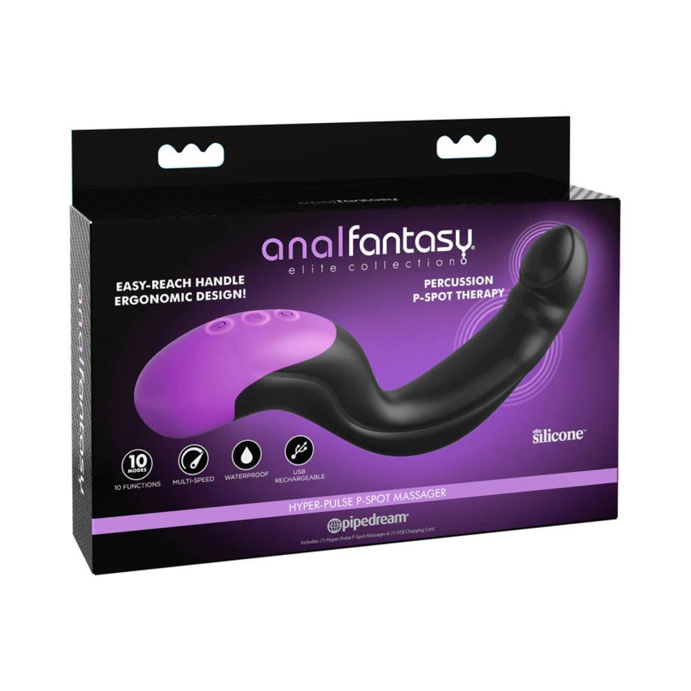 Pipedream Anal Fantasy Elite Collection Rechargeable Silicone Hyper-Pulse P-Spot Massager Black by Anal Toys & Stimulators