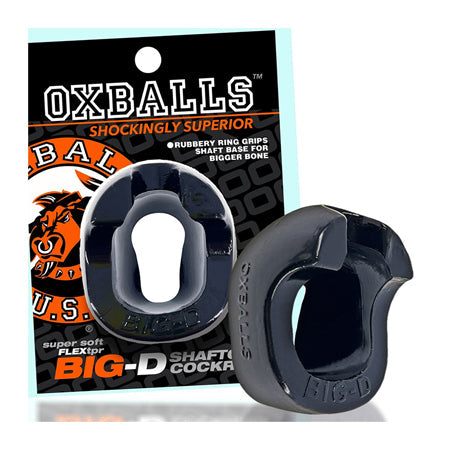 Oxballs Big-D Shaft Grip cockring with ergonomic oval shape and rubbery flexTPR material for enhanced shaft and base grip