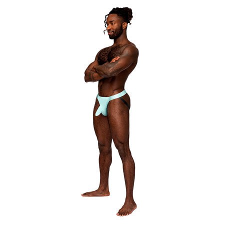 Male Power Easy Breezy Jock Sleeve in aqua, stylish and comfortable design.