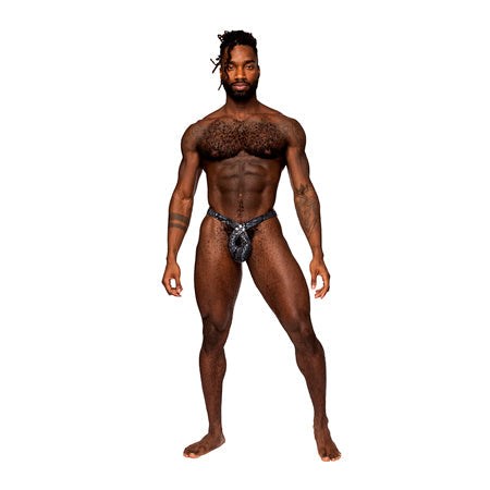 Male Power S'naked Criss Cross Thong with unique front pattern and t-back design.