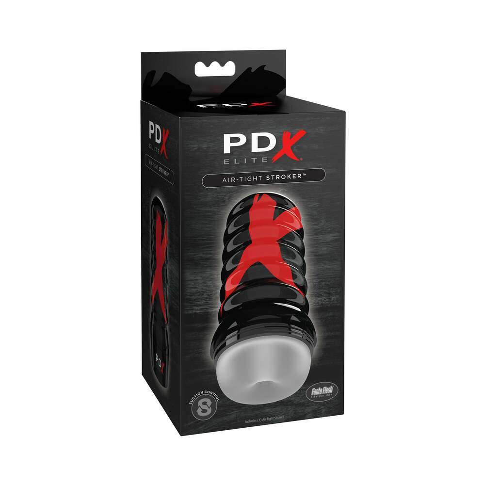 PDX Elite Air-Tight Stroker Frosted packaging with ribbed case and suction control features.