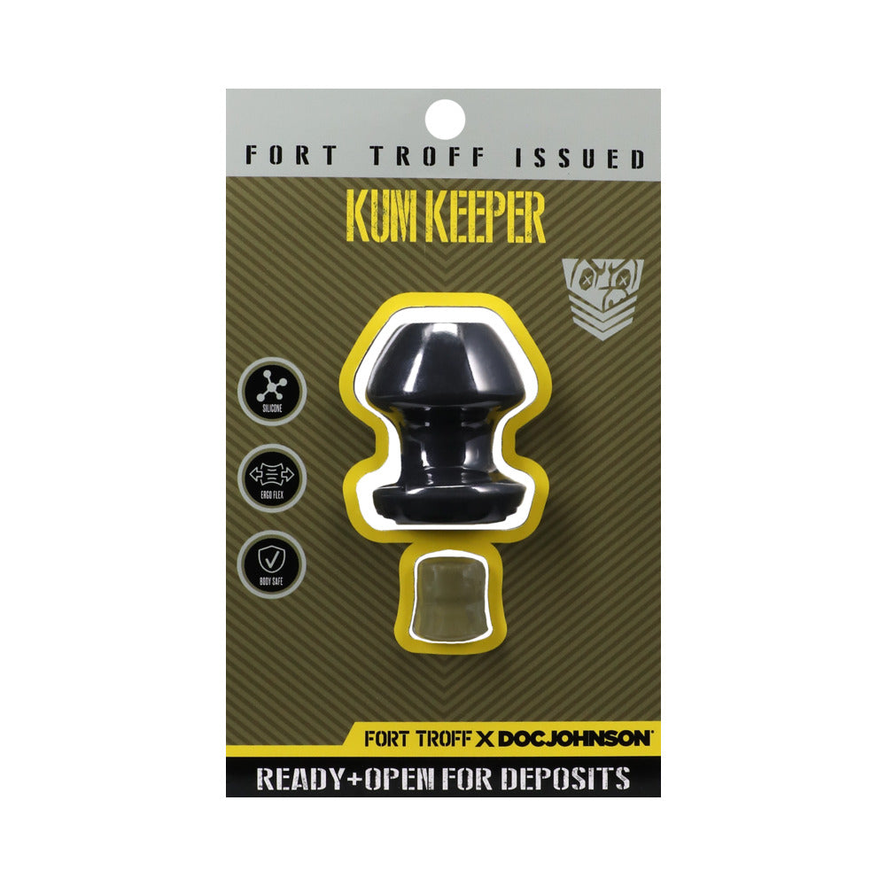 Fort Troff Kum Keeper large, medium, and small black storage containers with innovative silicone design for versatile intimate play.