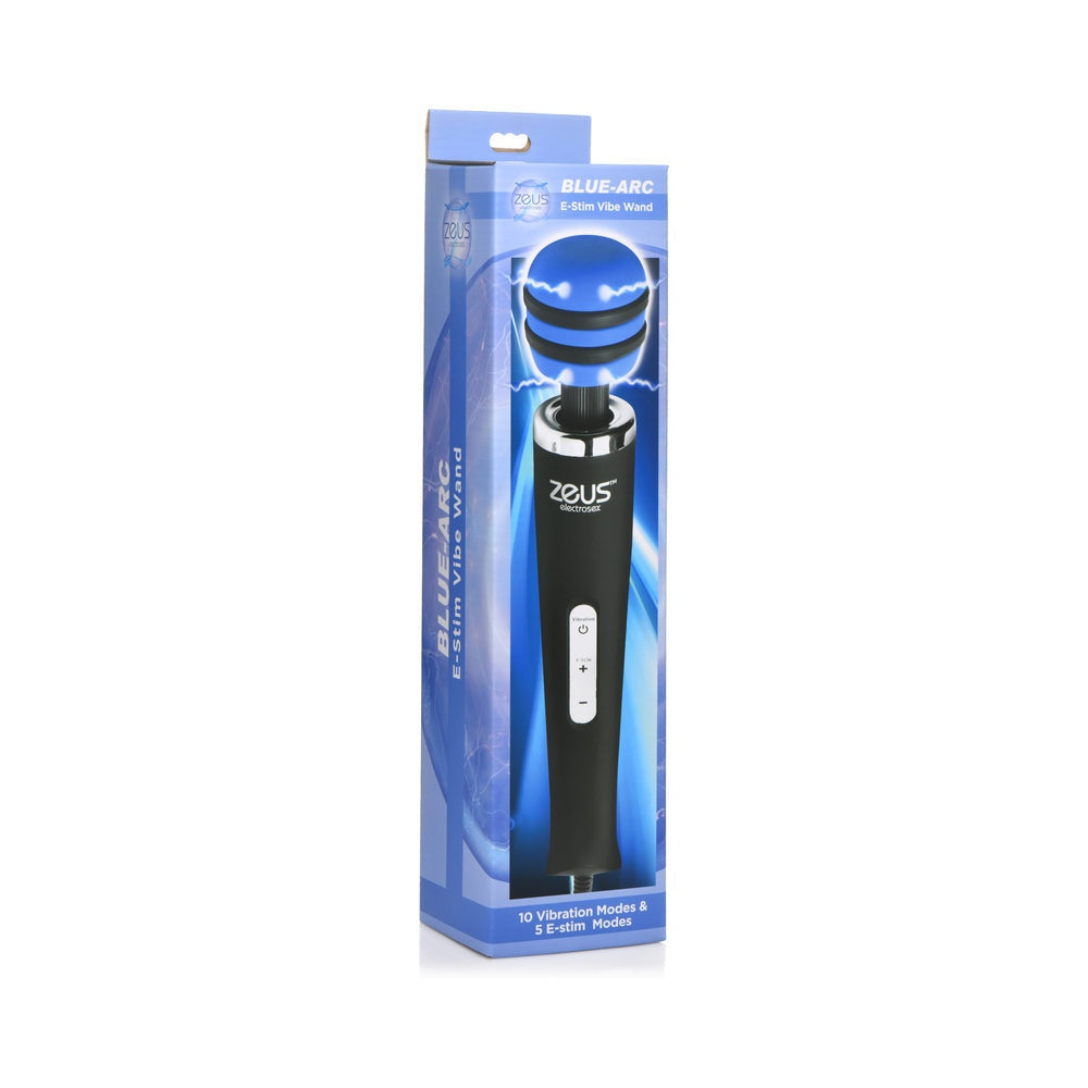 Zeus Electrosex E-Stim Blue-Arc vibrating wand massager with flexible neck and multiple vibration and electro-stimulation modes.