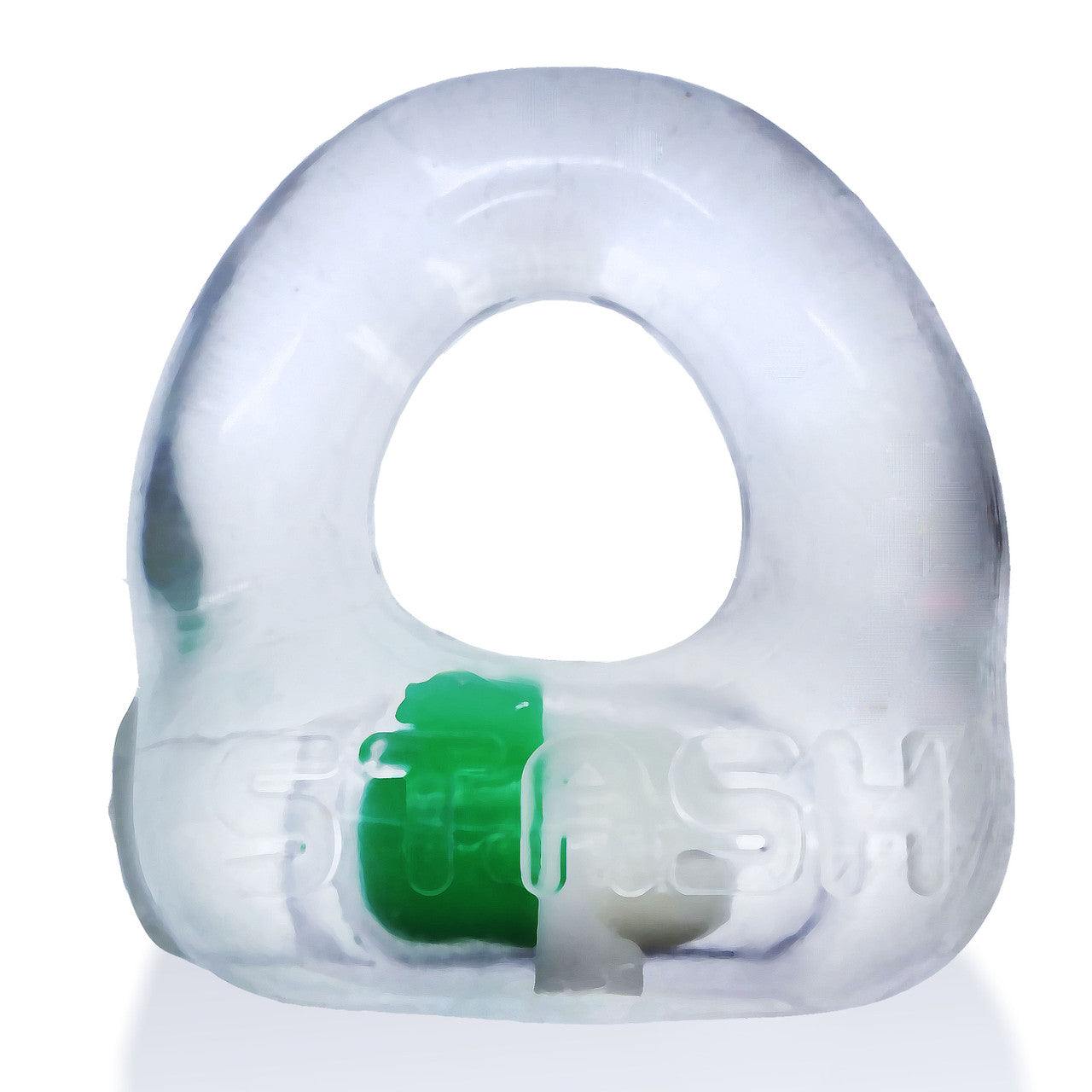 Oxballs Stash Cockring with Aluminum Capsule Insert in clear silicone design.