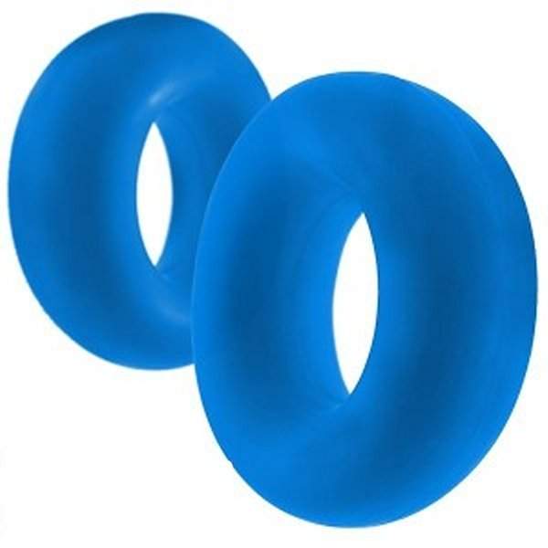 OxBalls Stiffy 2-Pack Silicone Bulge Cockrings in blue, soft and stretchy for enhanced pleasure and performance.