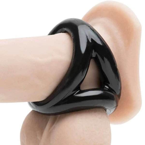 OxBalls Tri-Sport Cocksling in black, tri-ring design for enhanced pleasure and support.