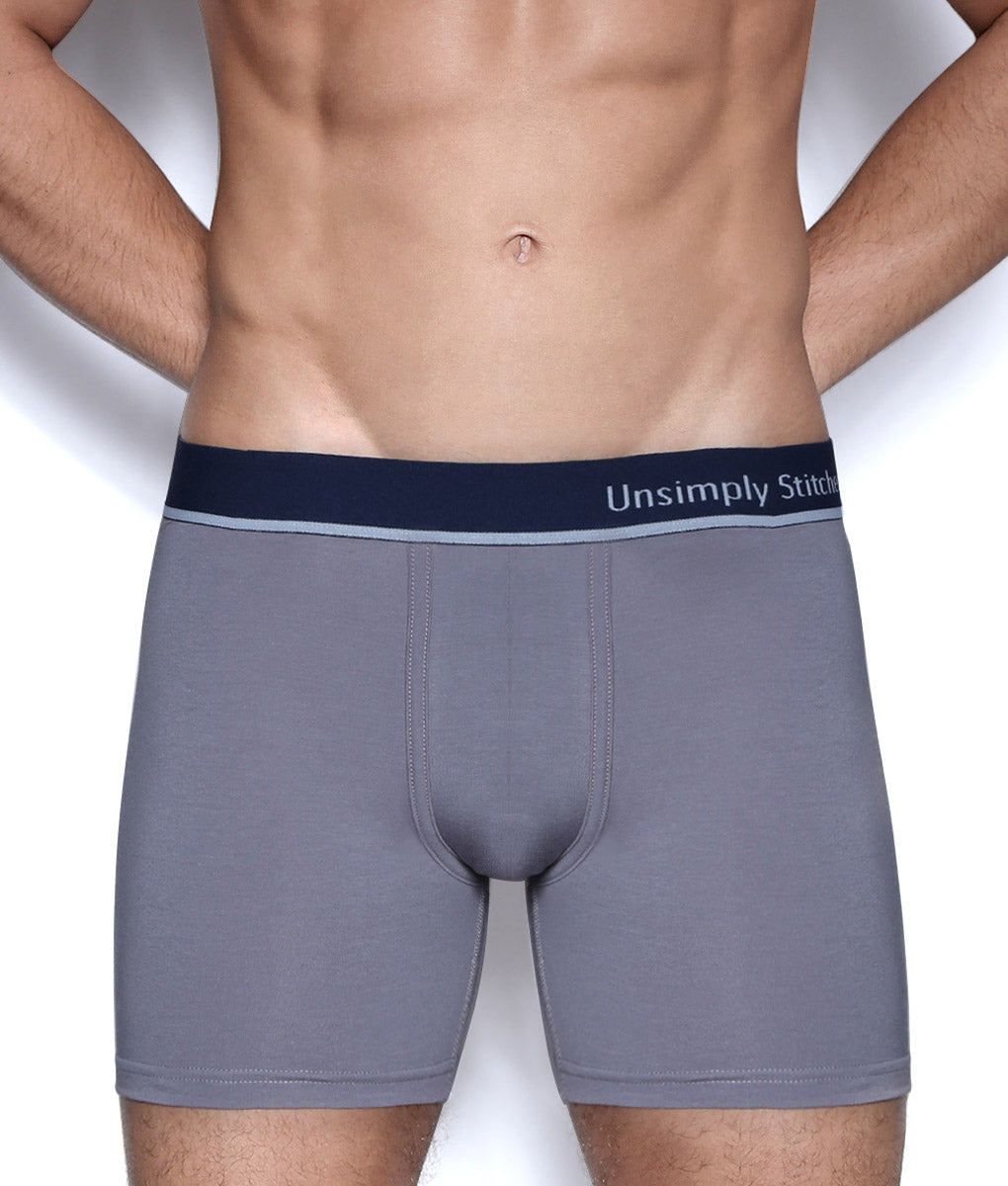Unsimply Stitched Solid Grey Boxer Brief
