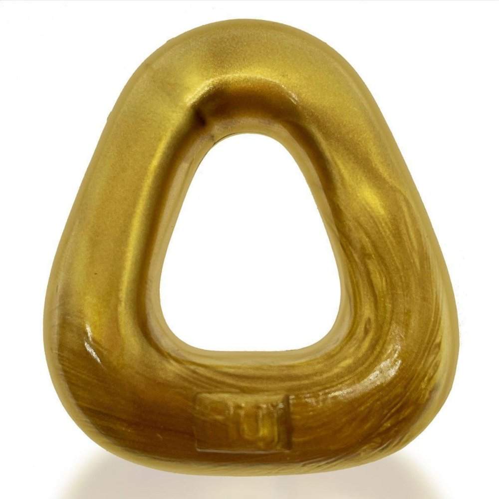 Hunkyjunk Zoid Trapezoid Lifter Cockring in gold, designed for enhanced pleasure and support.